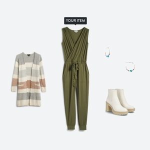 Heartloom Rivky Knit Jumpsuit Olive Green Large